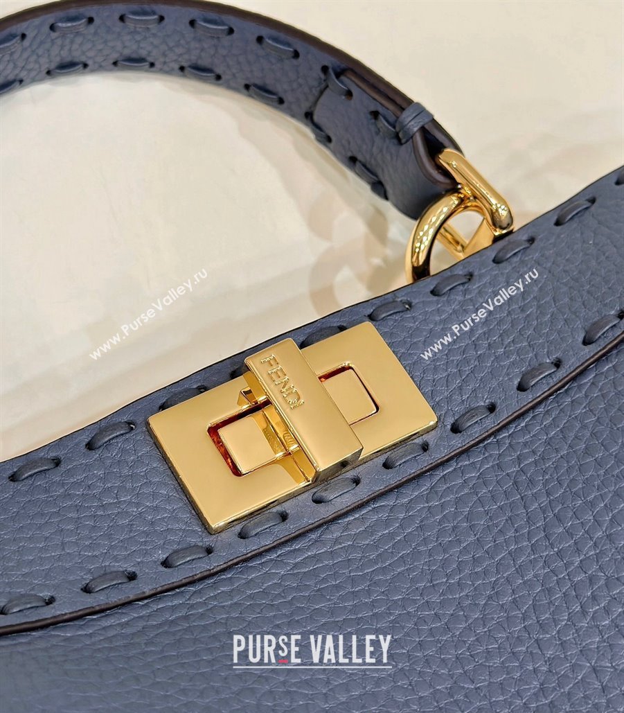Fendi Peekaboo ISeeU Small Bag Blue Selleria with 556 hand-sewn stitches 2024 (chaoliu-24041039)