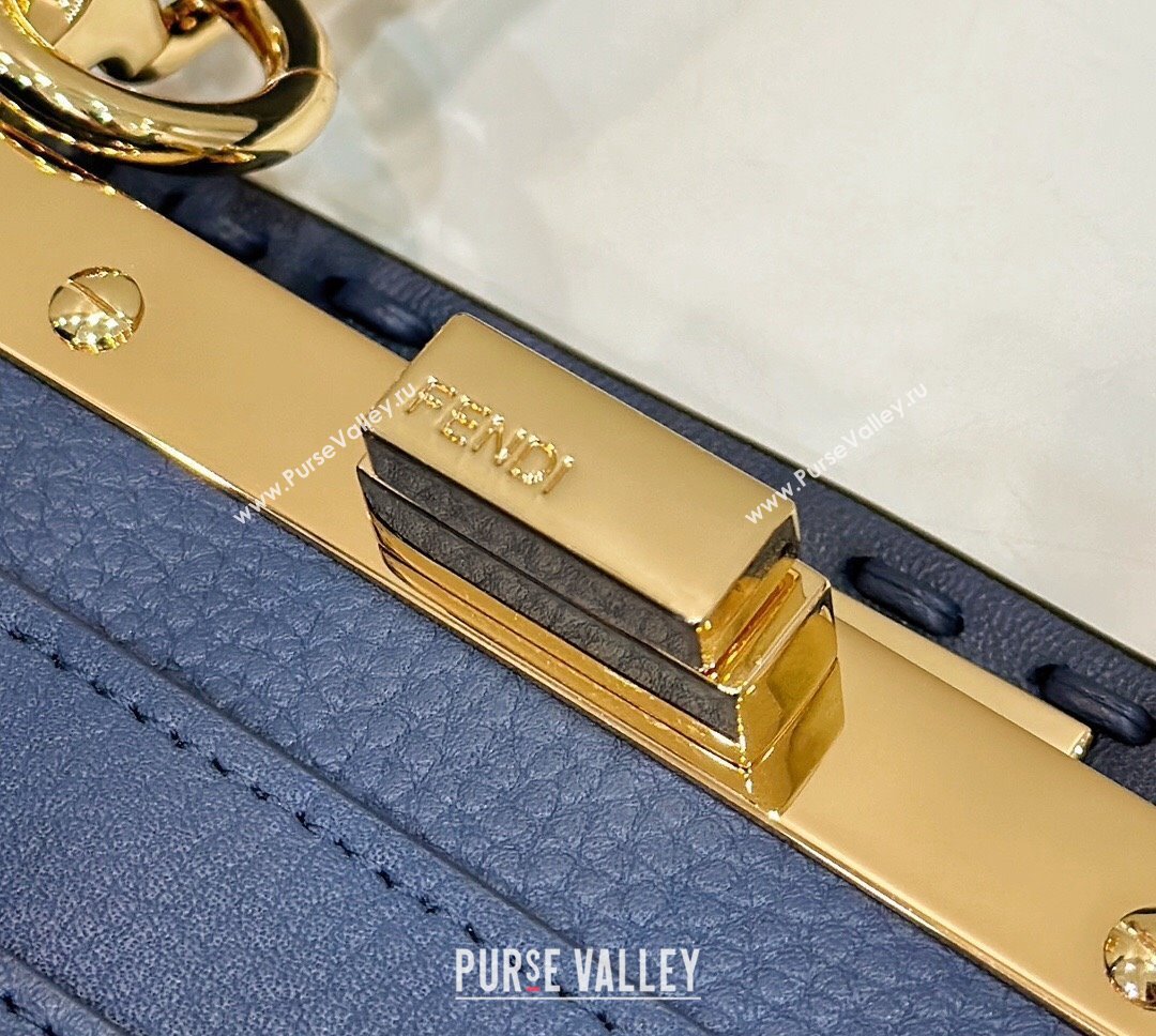 Fendi Peekaboo ISeeU Small Bag Blue Selleria with 556 hand-sewn stitches 2024 (chaoliu-24041039)