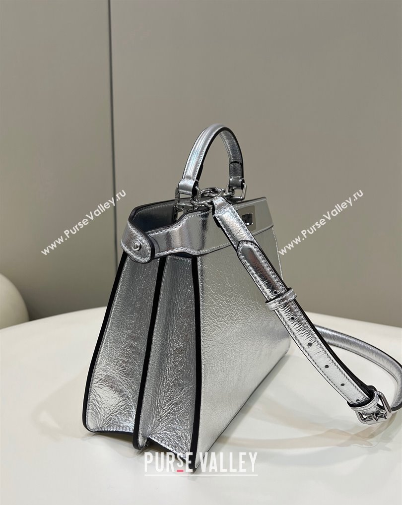 Fendi Peekaboo ISeeU Small Bag in nappa Leather Silver 2024 (chaoliu-24040962)
