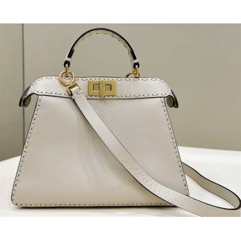 Fendi Peekaboo ISeeU Small Bag White Selleria with 556 hand-sewn stitches 2024 (chaoliu-24041040)