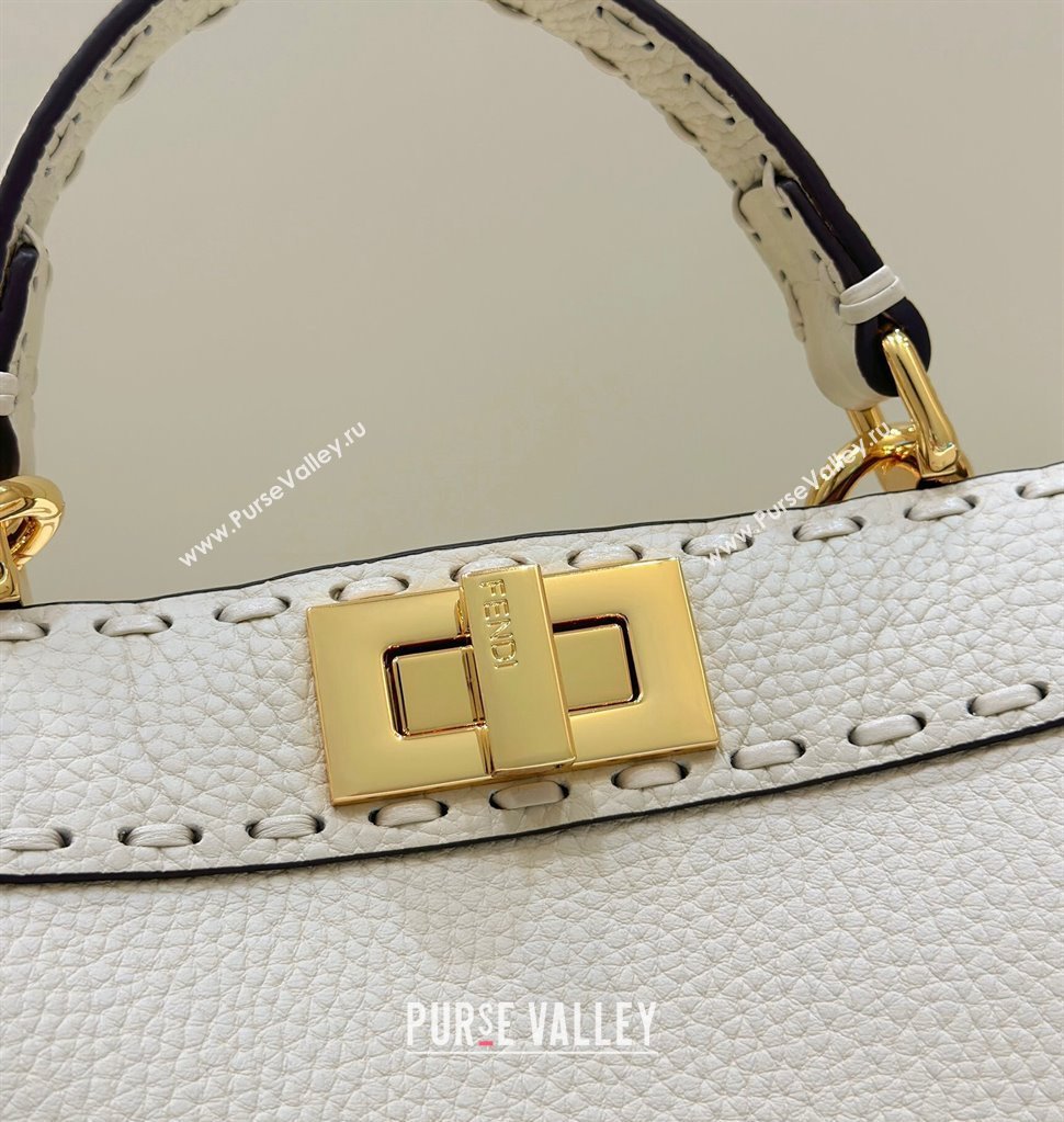 Fendi Peekaboo ISeeU Small Bag White Selleria with 556 hand-sewn stitches 2024 (chaoliu-24041040)