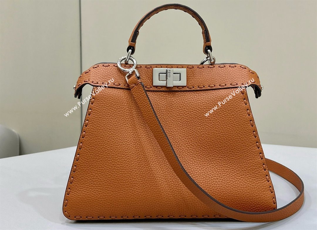 Fendi Peekaboo ISeeU Small Bag Brown Selleria with 556 hand-sewn stitches 2024 (chaoliu-24041041)
