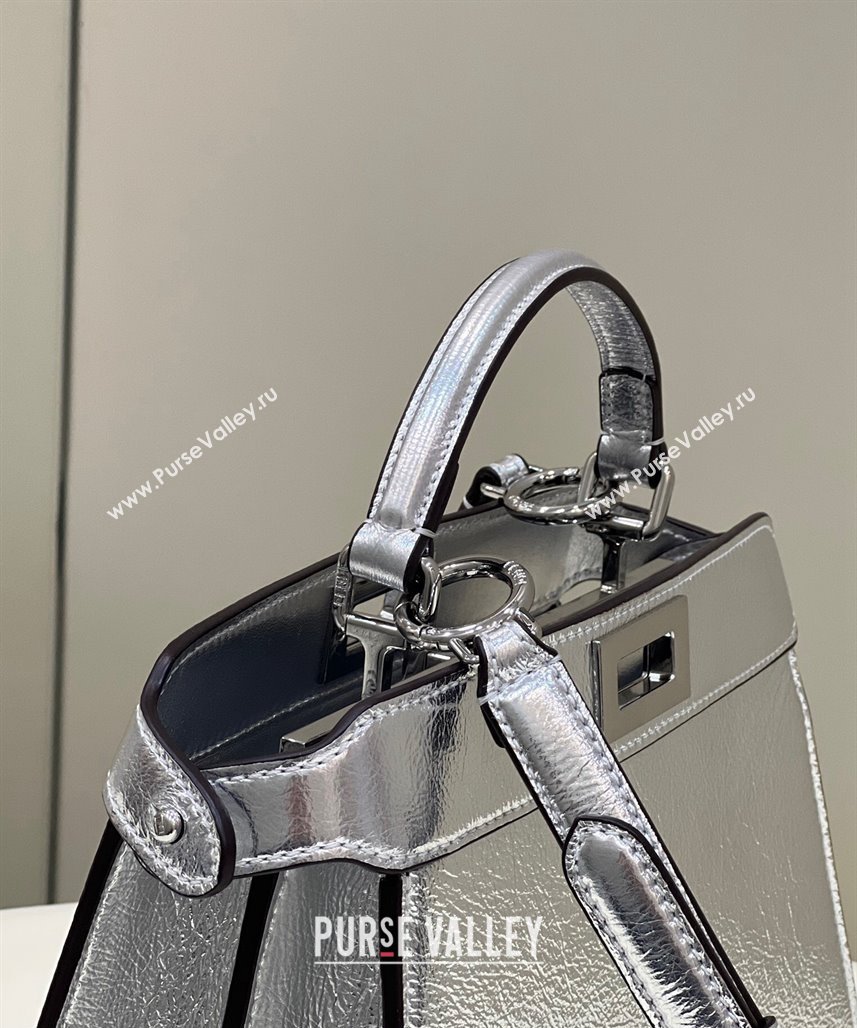 Fendi Peekaboo ISeeU Small Bag in nappa Leather Silver 2024 (chaoliu-24040962)