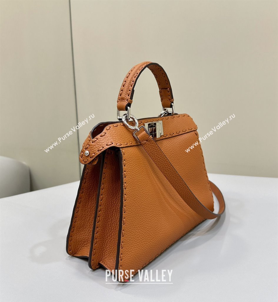 Fendi Peekaboo ISeeU Small Bag Brown Selleria with 556 hand-sewn stitches 2024 (chaoliu-24041041)
