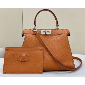 Fendi Peekaboo ISeeU Medium Bag Brown Selleria with oversized topstitching 2024 (chaoliu-24041036)