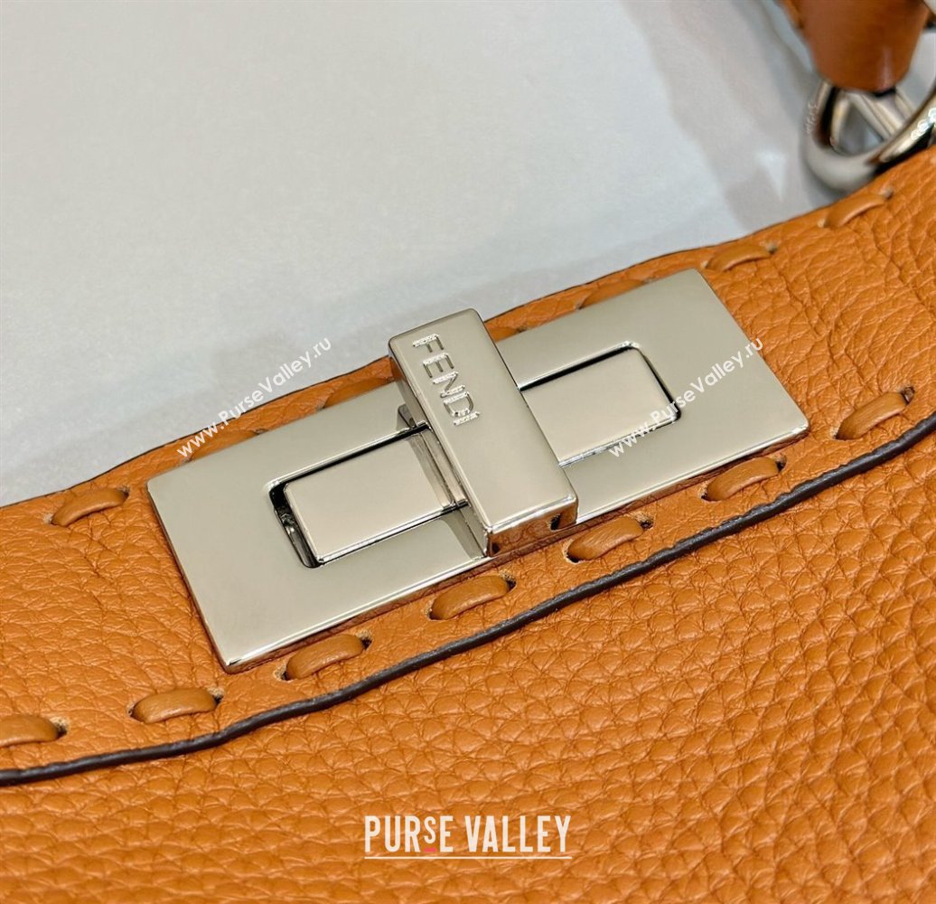 Fendi Peekaboo ISeeU Medium Bag Brown Selleria with oversized topstitching 2024 (chaoliu-24041036)