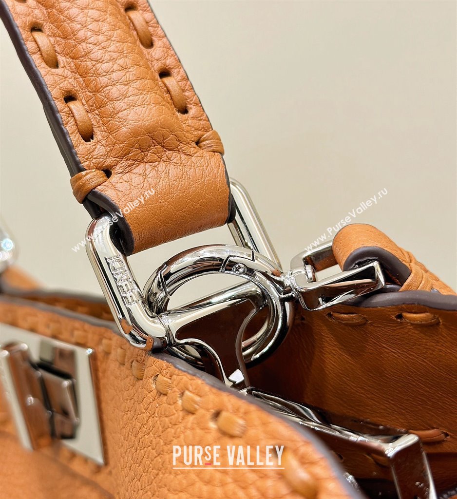 Fendi Peekaboo ISeeU Medium Bag Brown Selleria with oversized topstitching 2024 (chaoliu-24041036)