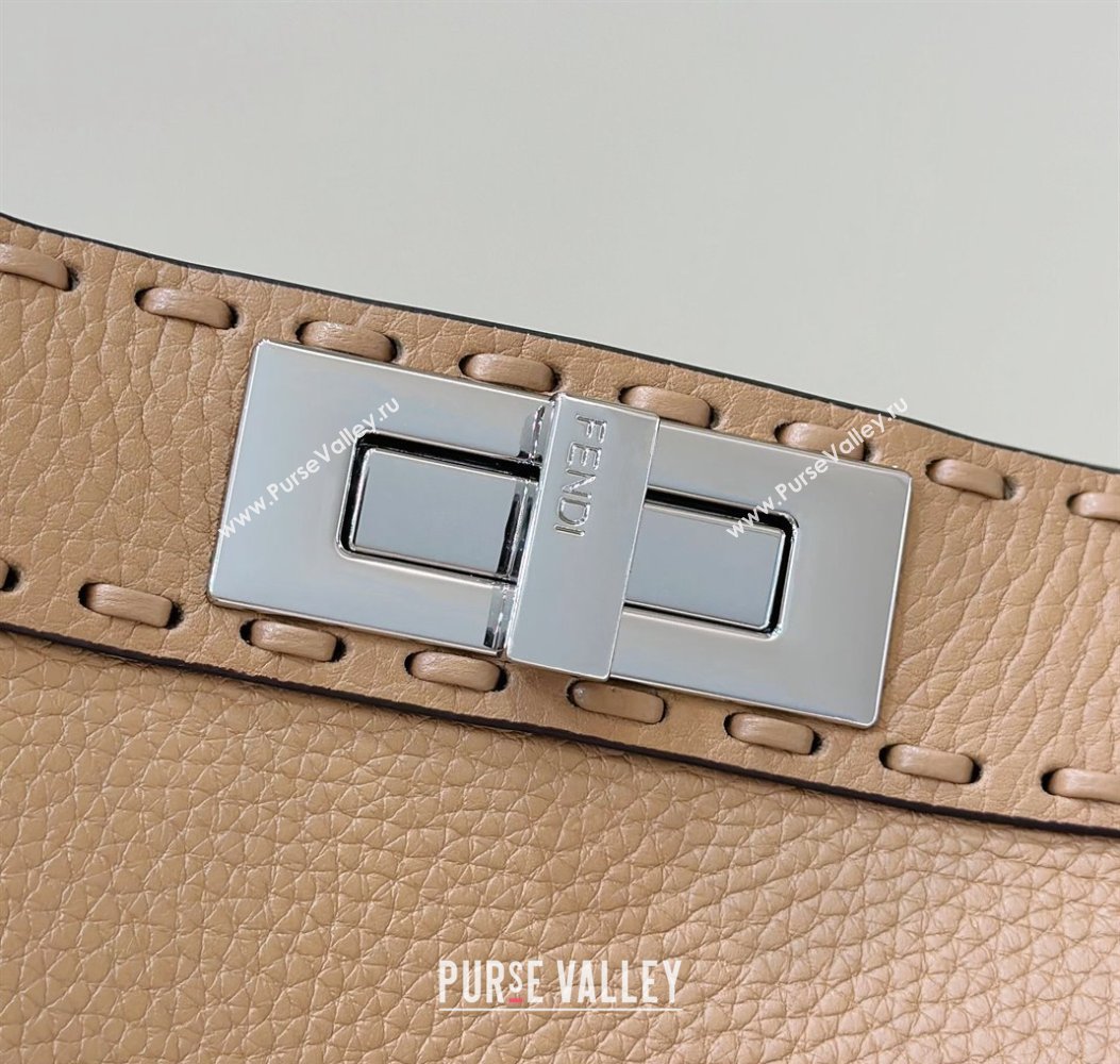 Fendi Peekaboo ISeeU Medium Bag Beige Selleria with oversized topstitching 2024 (chaoliu-24041033)