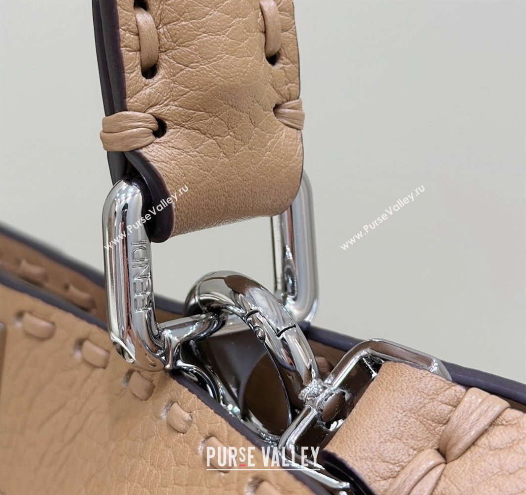 Fendi Peekaboo ISeeU Medium Bag Beige Selleria with oversized topstitching 2024 (chaoliu-24041033)