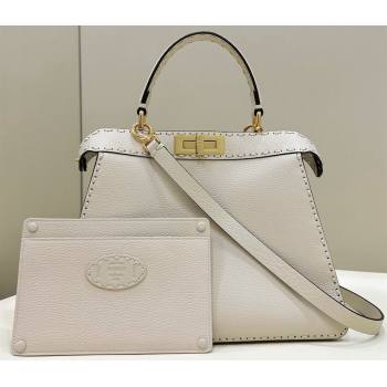 Fendi Peekaboo ISeeU Medium Bag White Selleria with oversized topstitching 2024 (chaoliu-24041035)