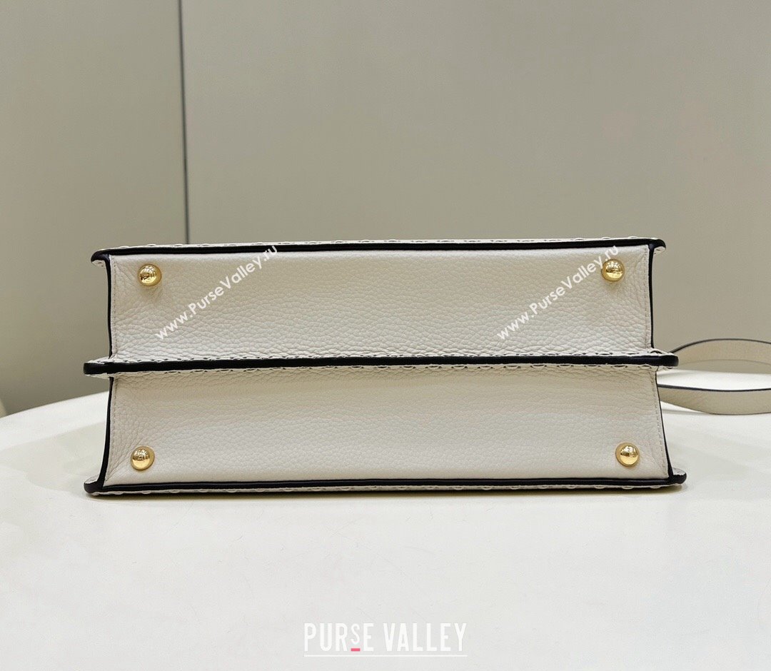 Fendi Peekaboo ISeeU Medium Bag White Selleria with oversized topstitching 2024 (chaoliu-24041035)