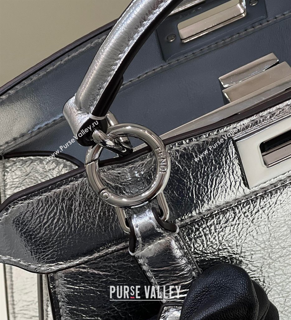 Fendi Peekaboo ISeeU Small Bag in nappa Leather Silver 2024 (chaoliu-24040962)