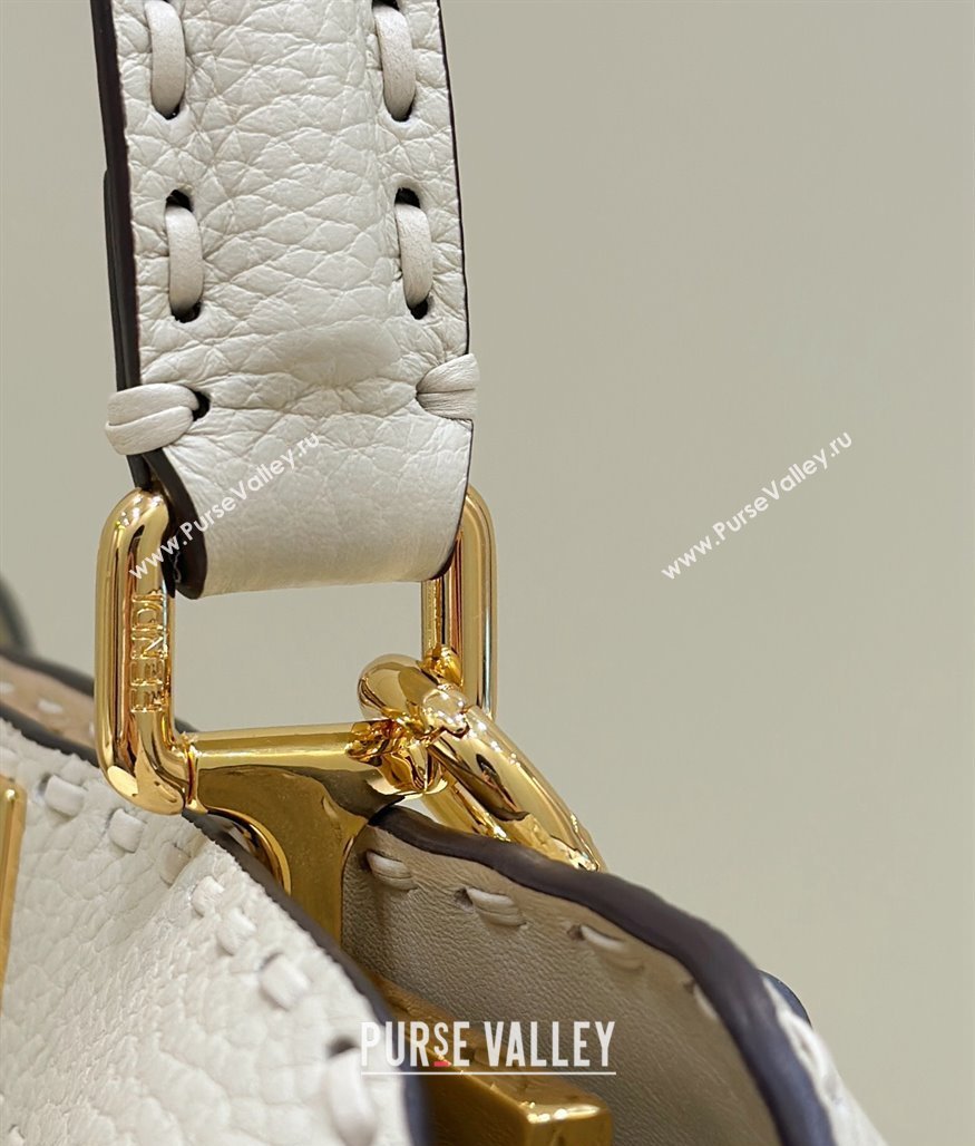 Fendi Peekaboo ISeeU Medium Bag White Selleria with oversized topstitching 2024 (chaoliu-24041035)