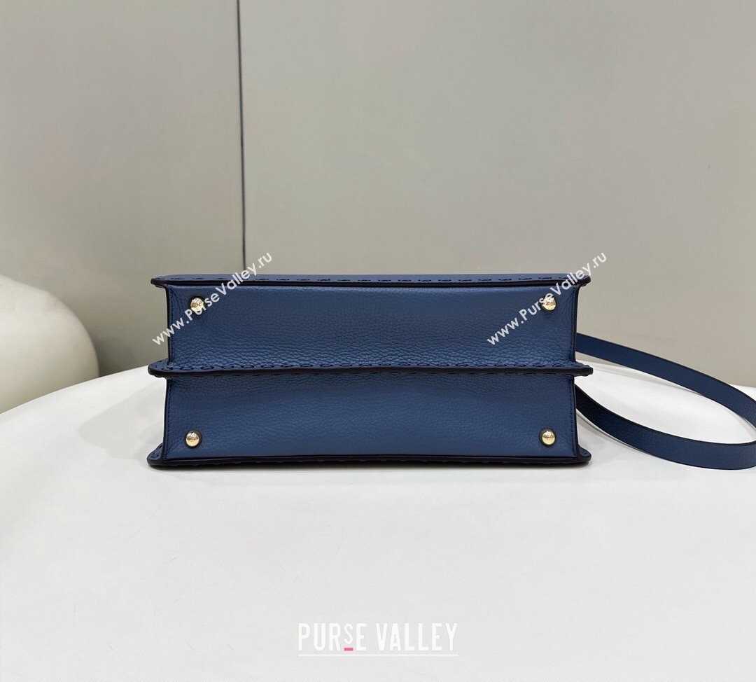Fendi Peekaboo ISeeU Medium Bag Blue Selleria with oversized topstitching 2024 (chaoliu-24041034)