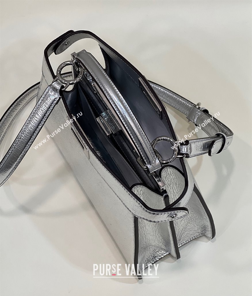 Fendi Peekaboo ISeeU Small Bag in nappa Leather Silver 2024 (chaoliu-24040962)