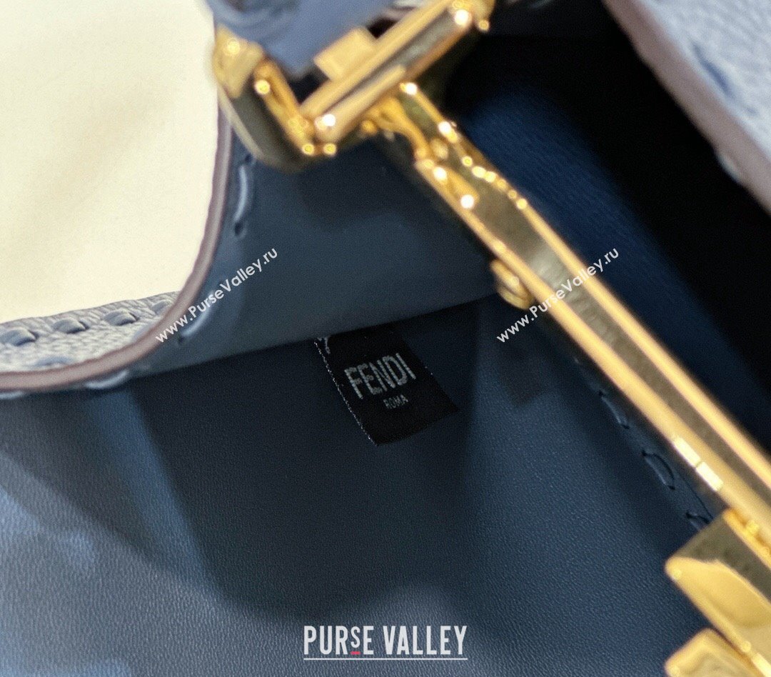 Fendi Peekaboo ISeeU Medium Bag Blue Selleria with oversized topstitching 2024 (chaoliu-24041034)