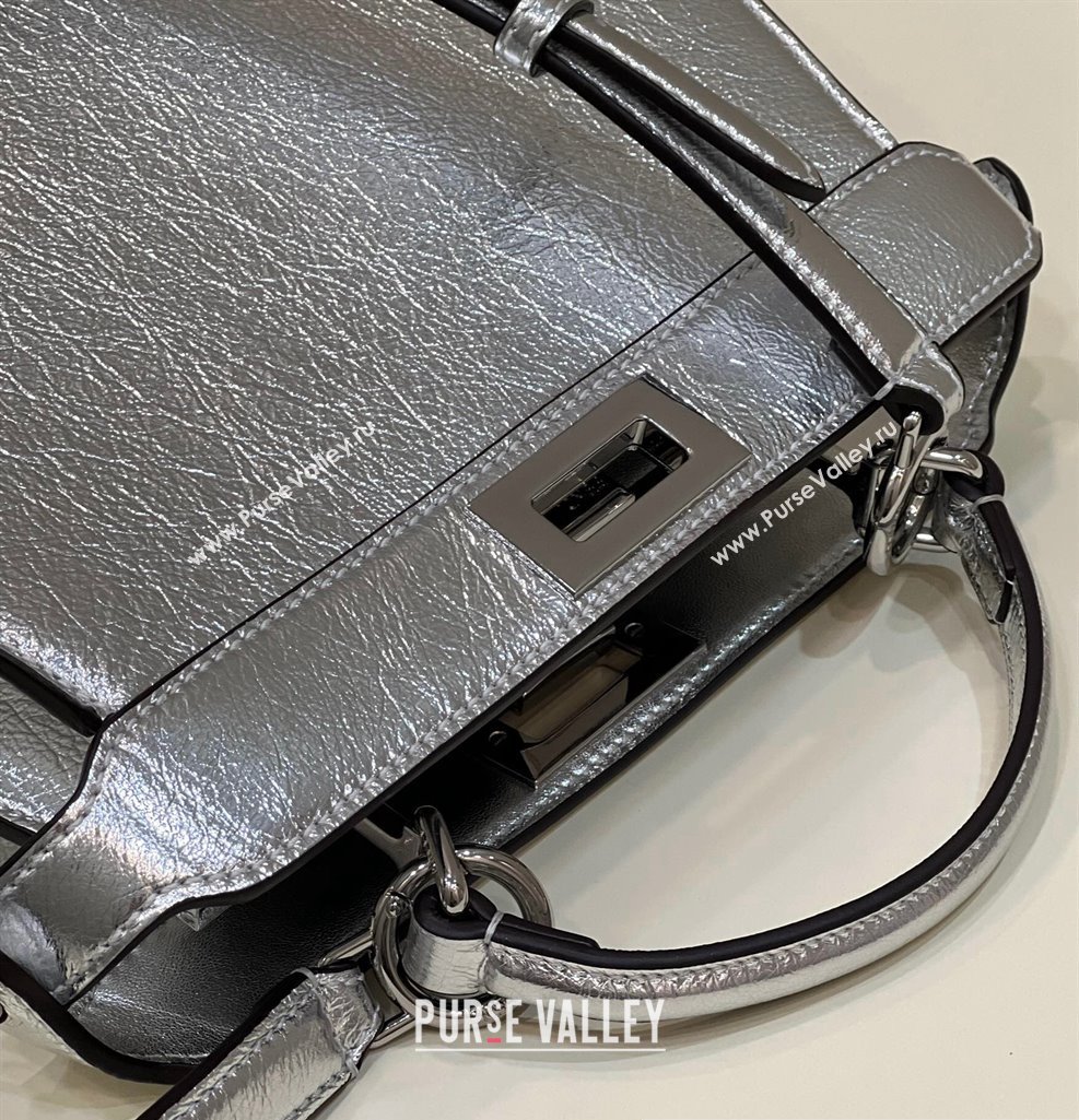 Fendi Peekaboo ISeeU Small Bag in nappa Leather Silver 2024 (chaoliu-24040962)