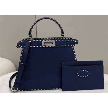 Fendi Peekaboo ISeeU Medium Bag Blue Selleria with topstitches 2024 (chaoliu-24041019)