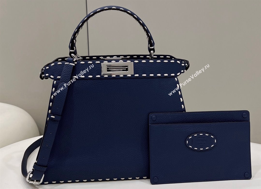 Fendi Peekaboo ISeeU Medium Bag Blue Selleria with topstitches 2024 (chaoliu-24041019)