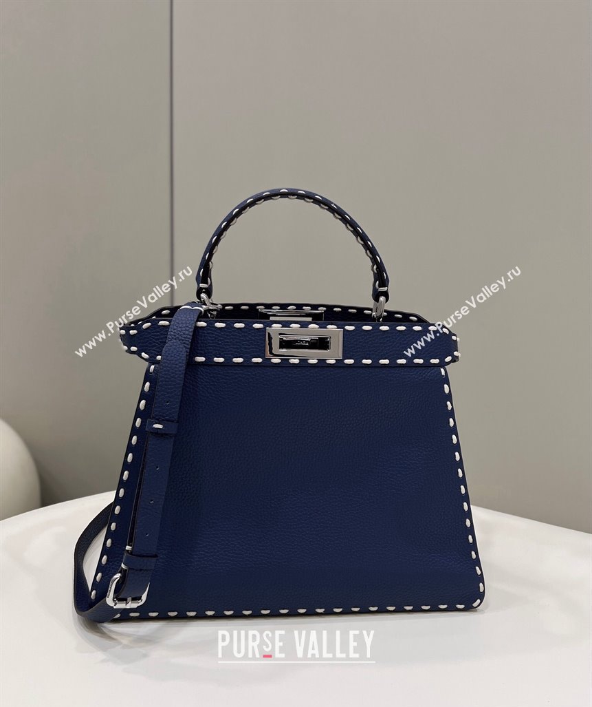 Fendi Peekaboo ISeeU Medium Bag Blue Selleria with topstitches 2024 (chaoliu-24041019)