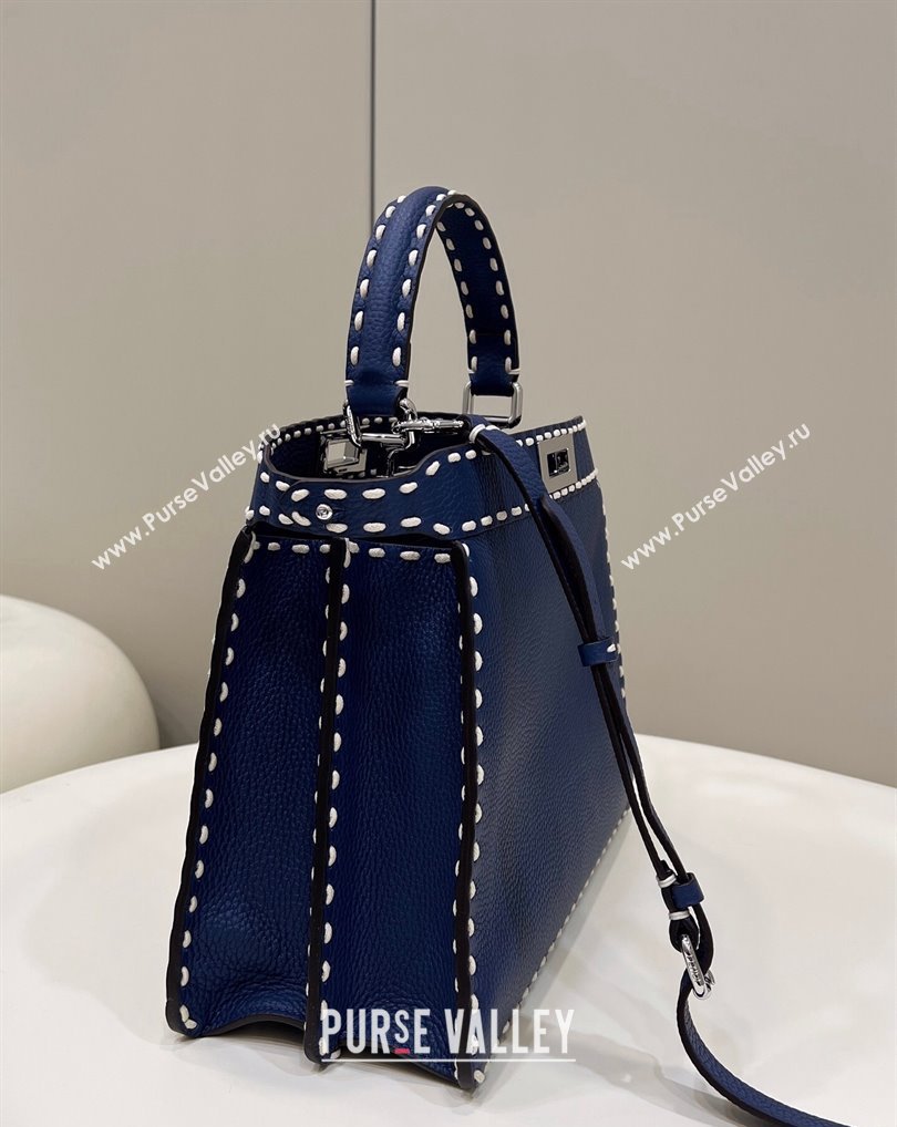 Fendi Peekaboo ISeeU Medium Bag Blue Selleria with topstitches 2024 (chaoliu-24041019)