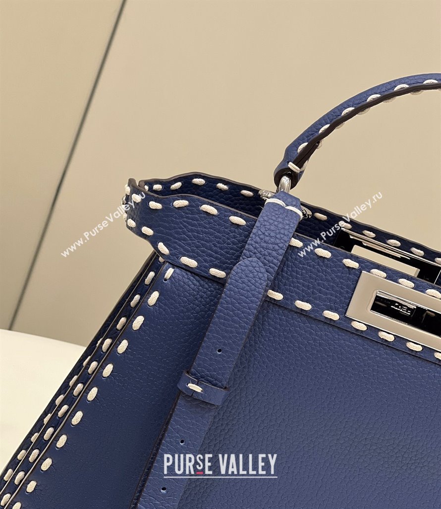 Fendi Peekaboo ISeeU Medium Bag Blue Selleria with topstitches 2024 (chaoliu-24041019)