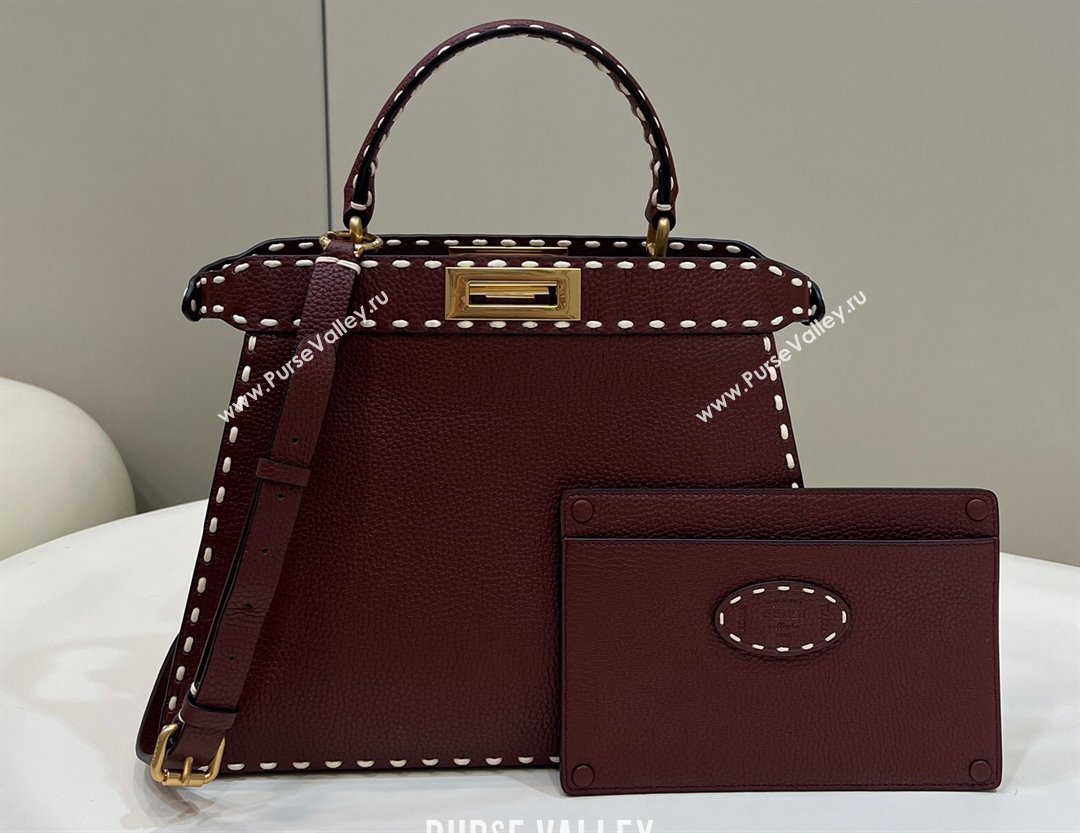 Fendi Peekaboo ISeeU Medium Bag Coffee Selleria with topstitches 2024 (chaoliu-24041021)