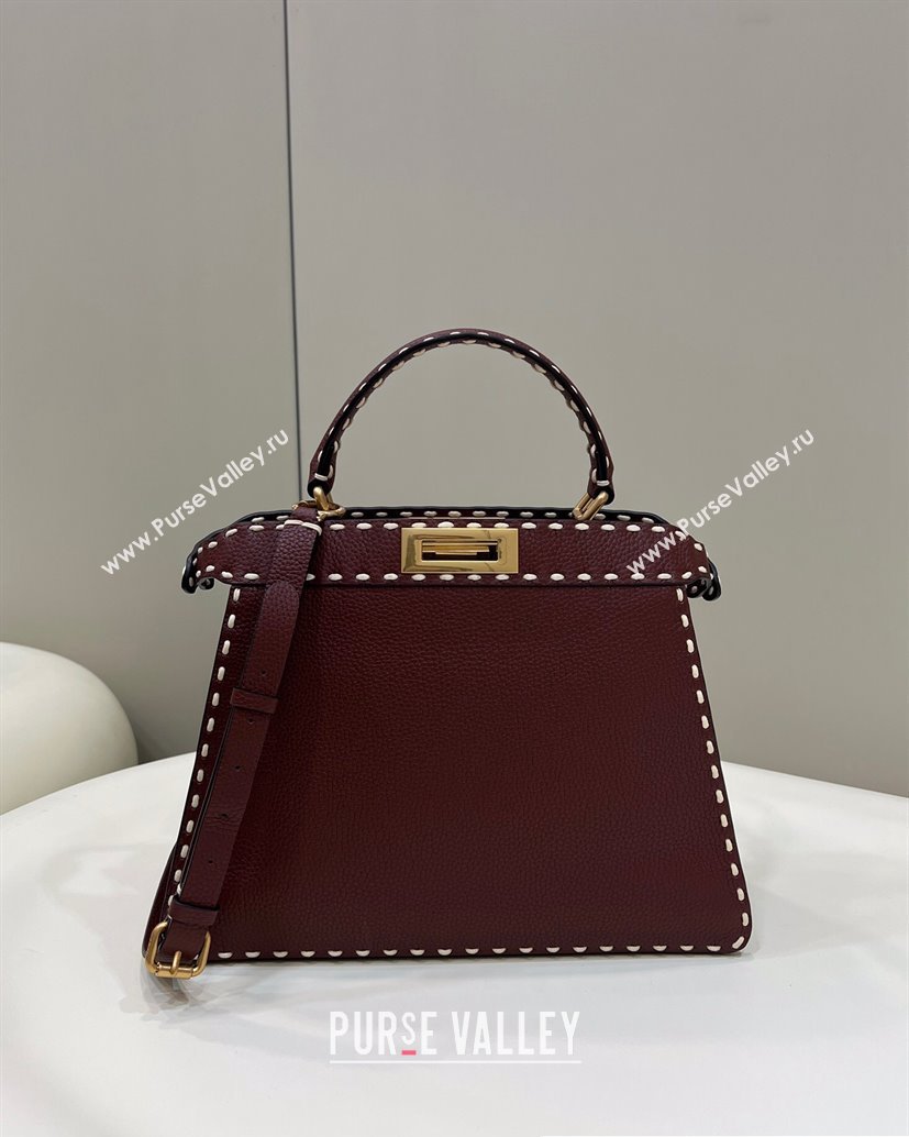 Fendi Peekaboo ISeeU Medium Bag Coffee Selleria with topstitches 2024 (chaoliu-24041021)