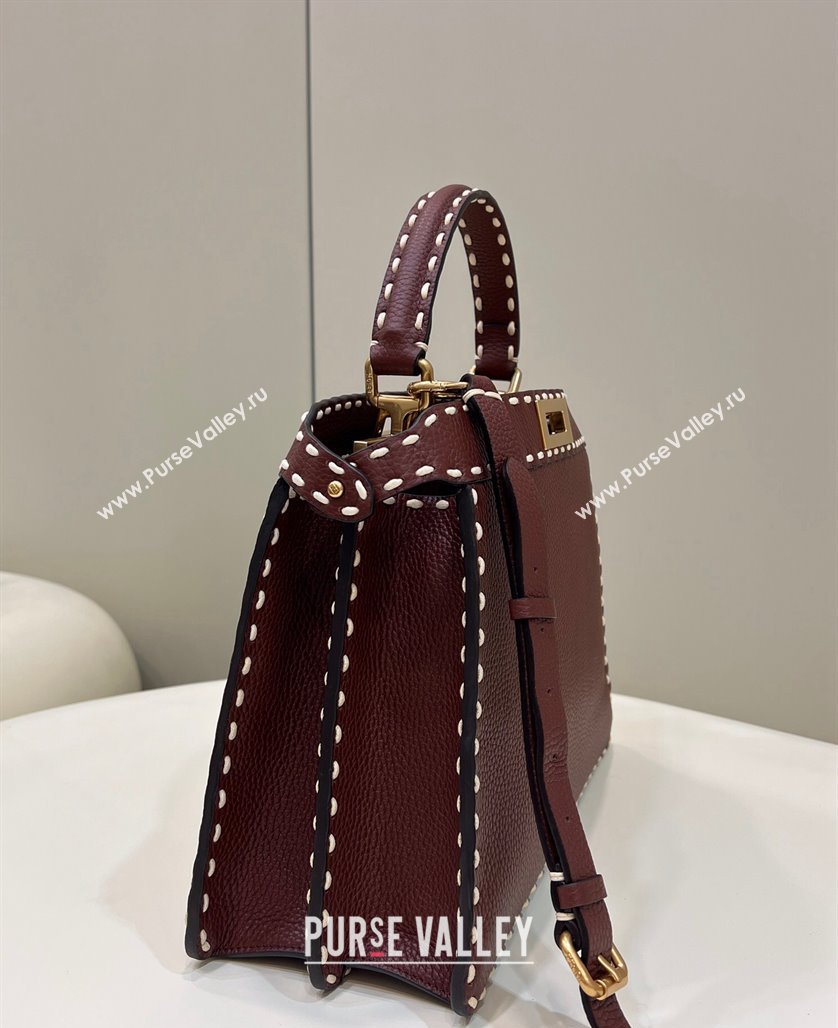 Fendi Peekaboo ISeeU Medium Bag Coffee Selleria with topstitches 2024 (chaoliu-24041021)