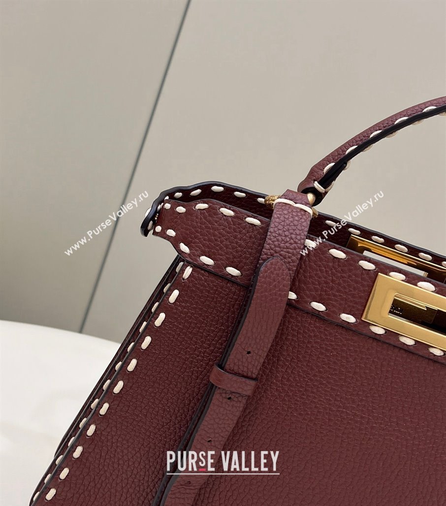 Fendi Peekaboo ISeeU Medium Bag Coffee Selleria with topstitches 2024 (chaoliu-24041021)