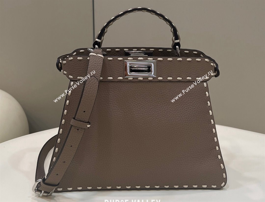 Fendi Peekaboo ISeeU Small Bag Etoupe Selleria with topstitches 2024 (chaoliu-24041031)