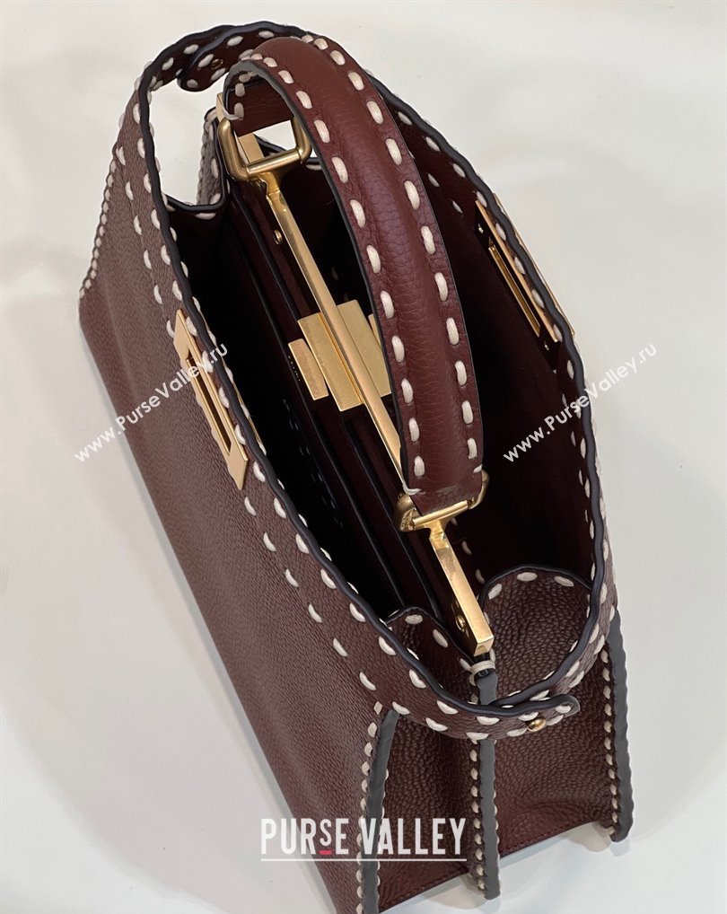 Fendi Peekaboo ISeeU Medium Bag Coffee Selleria with topstitches 2024 (chaoliu-24041021)