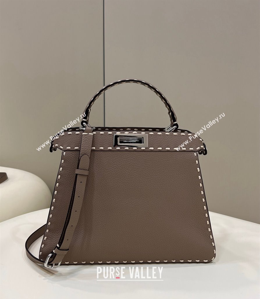 Fendi Peekaboo ISeeU Medium Bag Etoupe Selleria with topstitches 2024 (chaoliu-24041018)