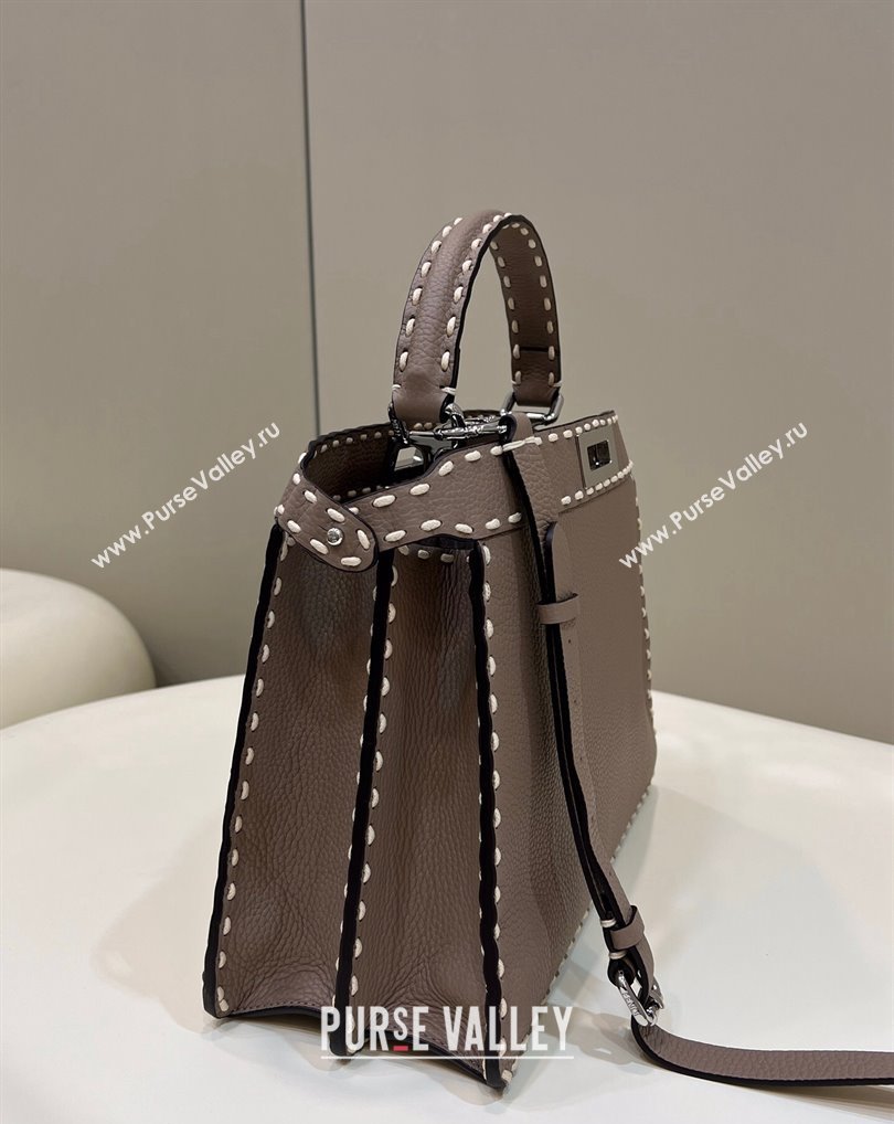 Fendi Peekaboo ISeeU Medium Bag Etoupe Selleria with topstitches 2024 (chaoliu-24041018)