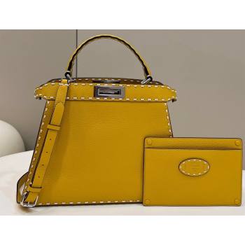 Fendi Peekaboo ISeeU Medium Bag Yellow Selleria with topstitches 2024 (chaoliu-24041022)