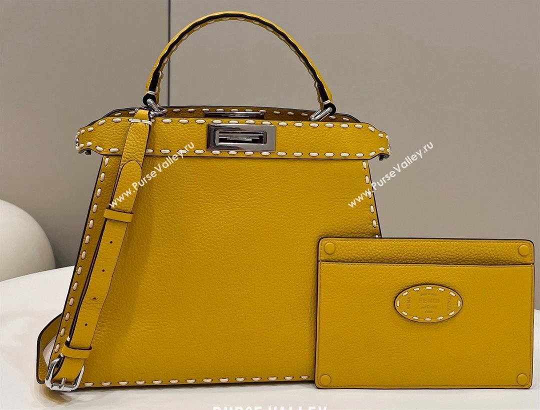 Fendi Peekaboo ISeeU Medium Bag Yellow Selleria with topstitches 2024 (chaoliu-24041022)