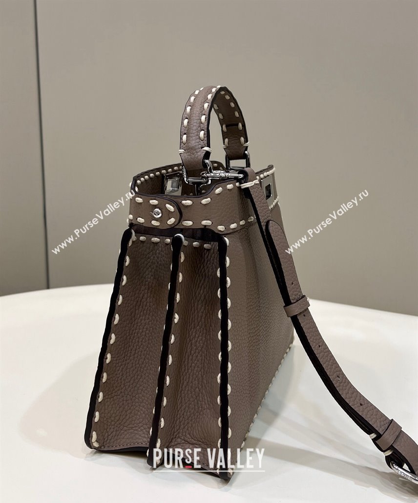 Fendi Peekaboo ISeeU Small Bag Etoupe Selleria with topstitches 2024 (chaoliu-24041031)