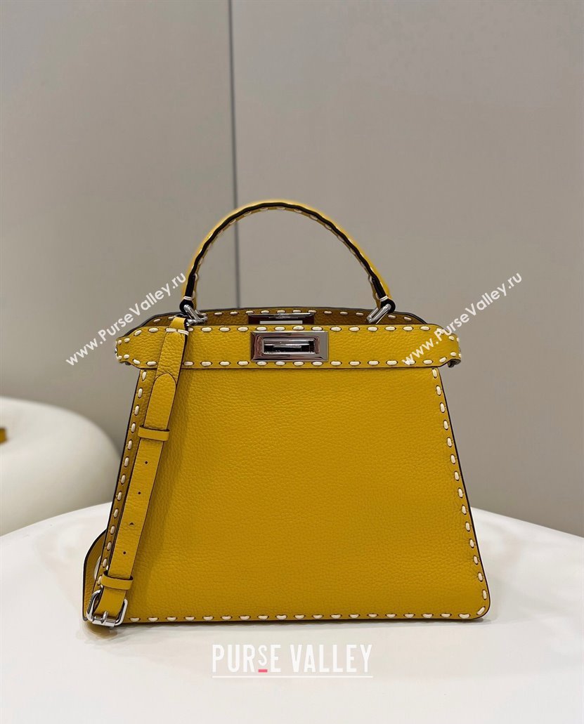 Fendi Peekaboo ISeeU Medium Bag Yellow Selleria with topstitches 2024 (chaoliu-24041022)
