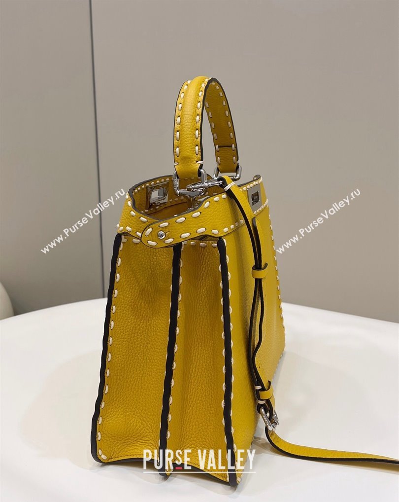 Fendi Peekaboo ISeeU Medium Bag Yellow Selleria with topstitches 2024 (chaoliu-24041022)