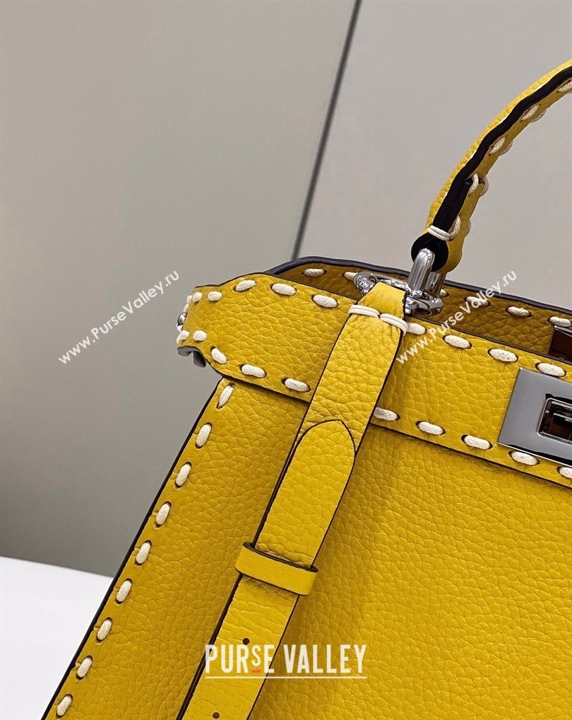 Fendi Peekaboo ISeeU Medium Bag Yellow Selleria with topstitches 2024 (chaoliu-24041022)