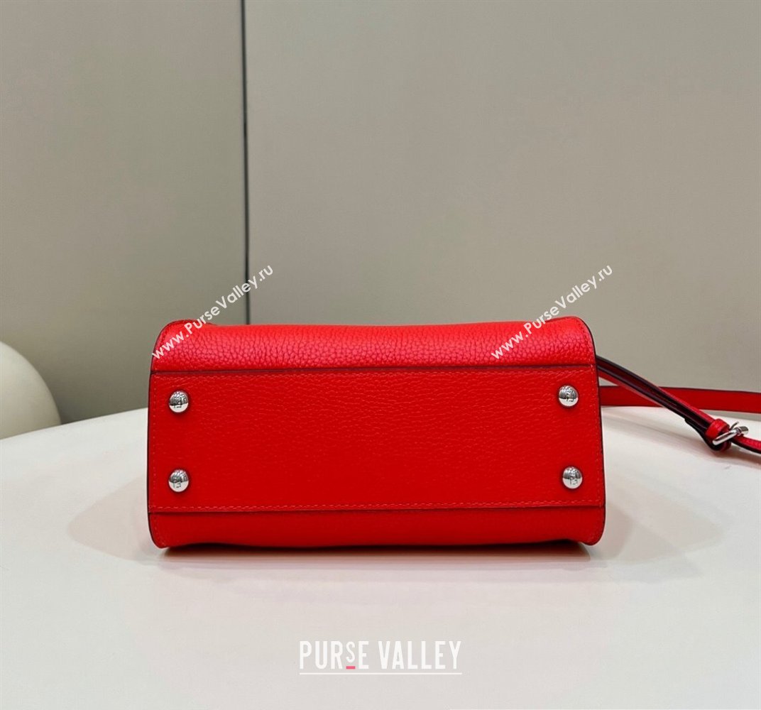 Fendi iconic Peekaboo Mini Bag Red Selleria with topstitches 2024 (chaoliu-24040937)