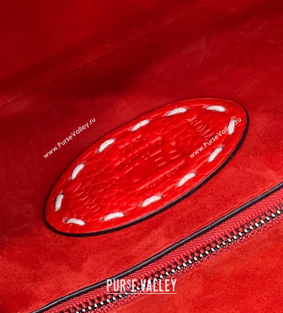 Fendi iconic Peekaboo Mini Bag Red Selleria with topstitches 2024 (chaoliu-24040937)