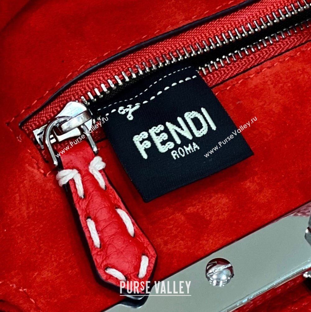 Fendi iconic Peekaboo Mini Bag Red Selleria with topstitches 2024 (chaoliu-24040937)