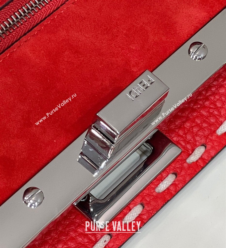 Fendi iconic Peekaboo Mini Bag Red Selleria with topstitches 2024 (chaoliu-24040937)