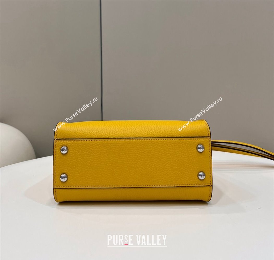 Fendi iconic Peekaboo Mini Bag Yellow Selleria with topstitches 2024 (chaoliu-24040938)