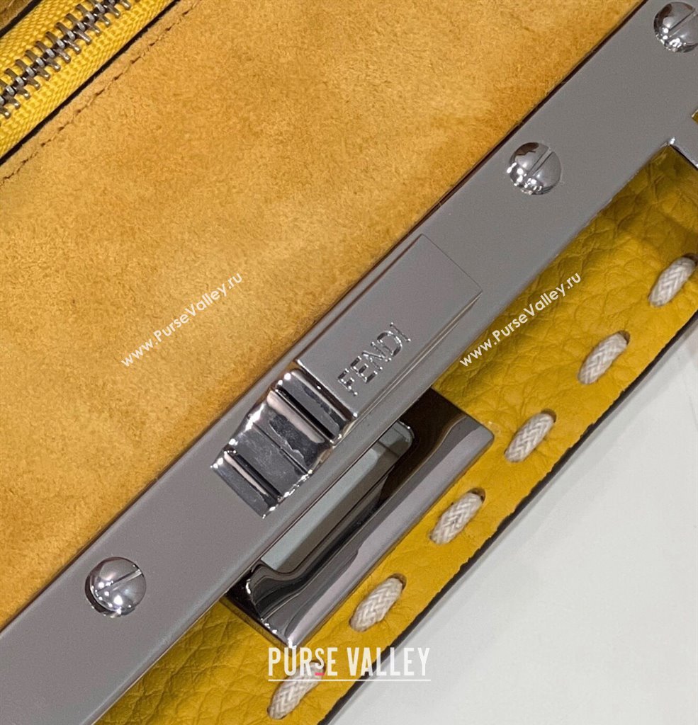 Fendi iconic Peekaboo Mini Bag Yellow Selleria with topstitches 2024 (chaoliu-24040938)