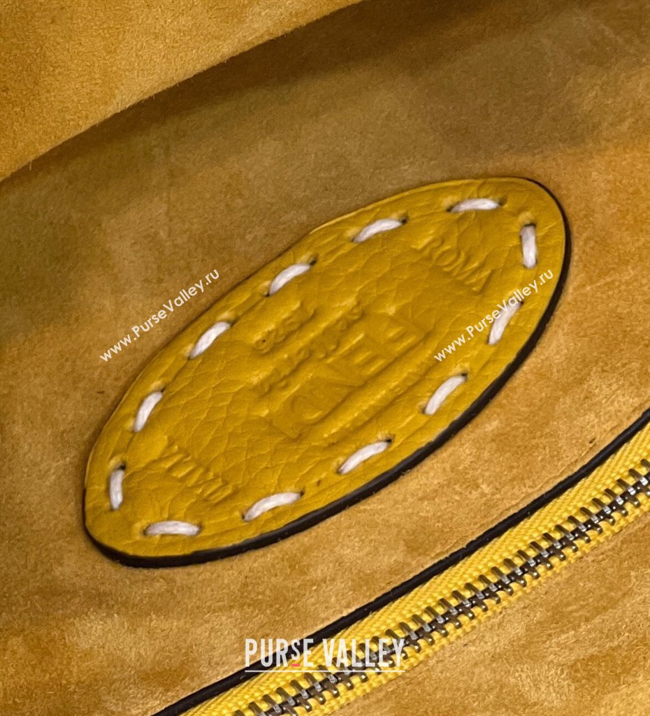 Fendi iconic Peekaboo Mini Bag Yellow Selleria with topstitches 2024 (chaoliu-24040938)