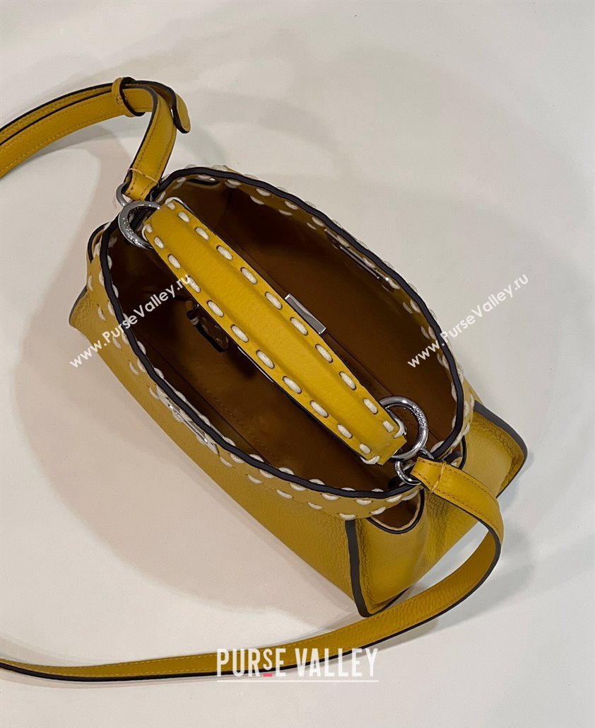 Fendi iconic Peekaboo Mini Bag Yellow Selleria with topstitches 2024 (chaoliu-24040938)
