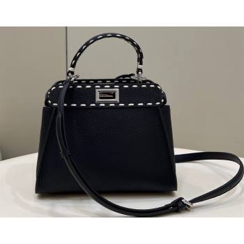 Fendi iconic Peekaboo Mini Bag black Selleria with topstitches 2024 (chaoliu-24040935)