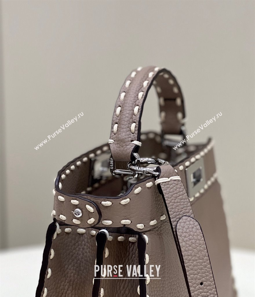 Fendi Peekaboo ISeeU Small Bag Etoupe Selleria with topstitches 2024 (chaoliu-24041031)